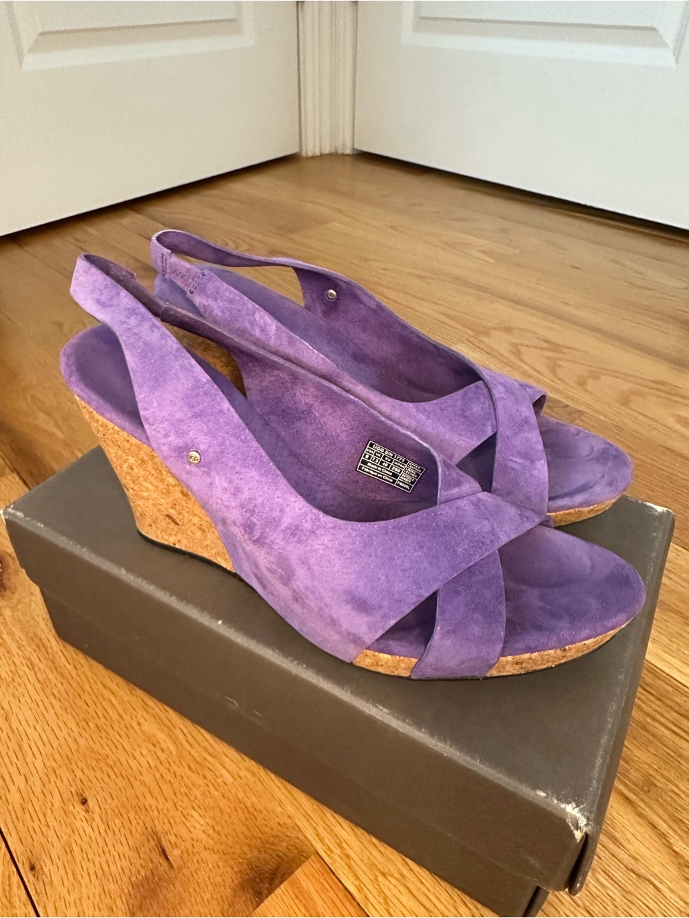 UGG Purple Suede Hazel Wedge Slingback Sandals